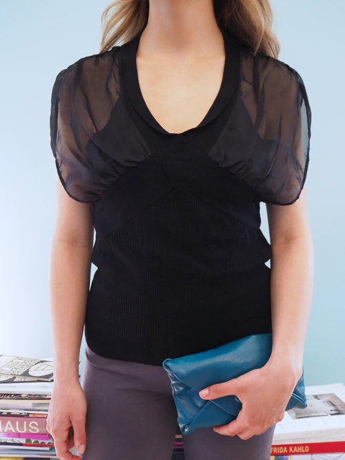 black v-neck top