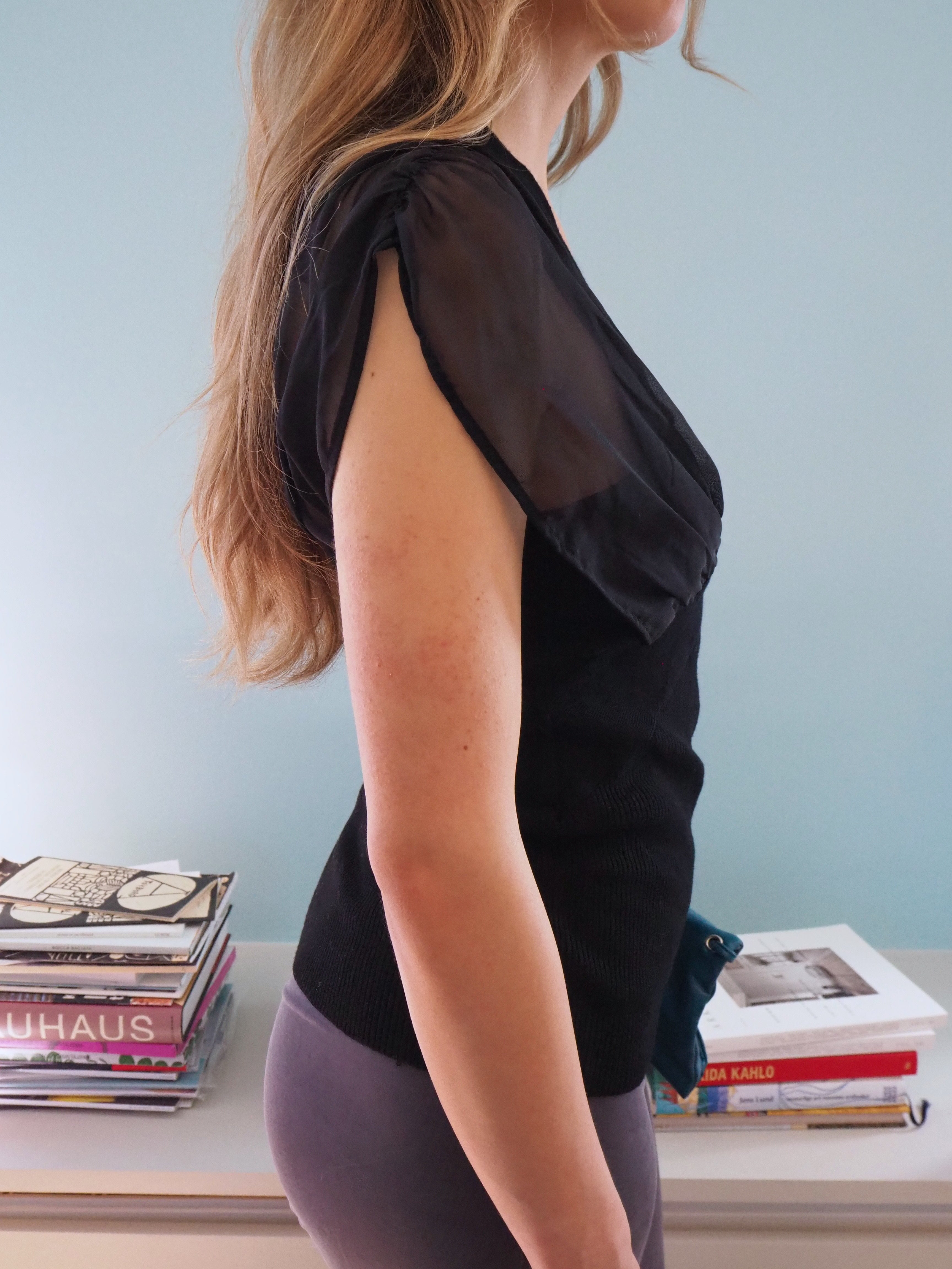 black v-neck top