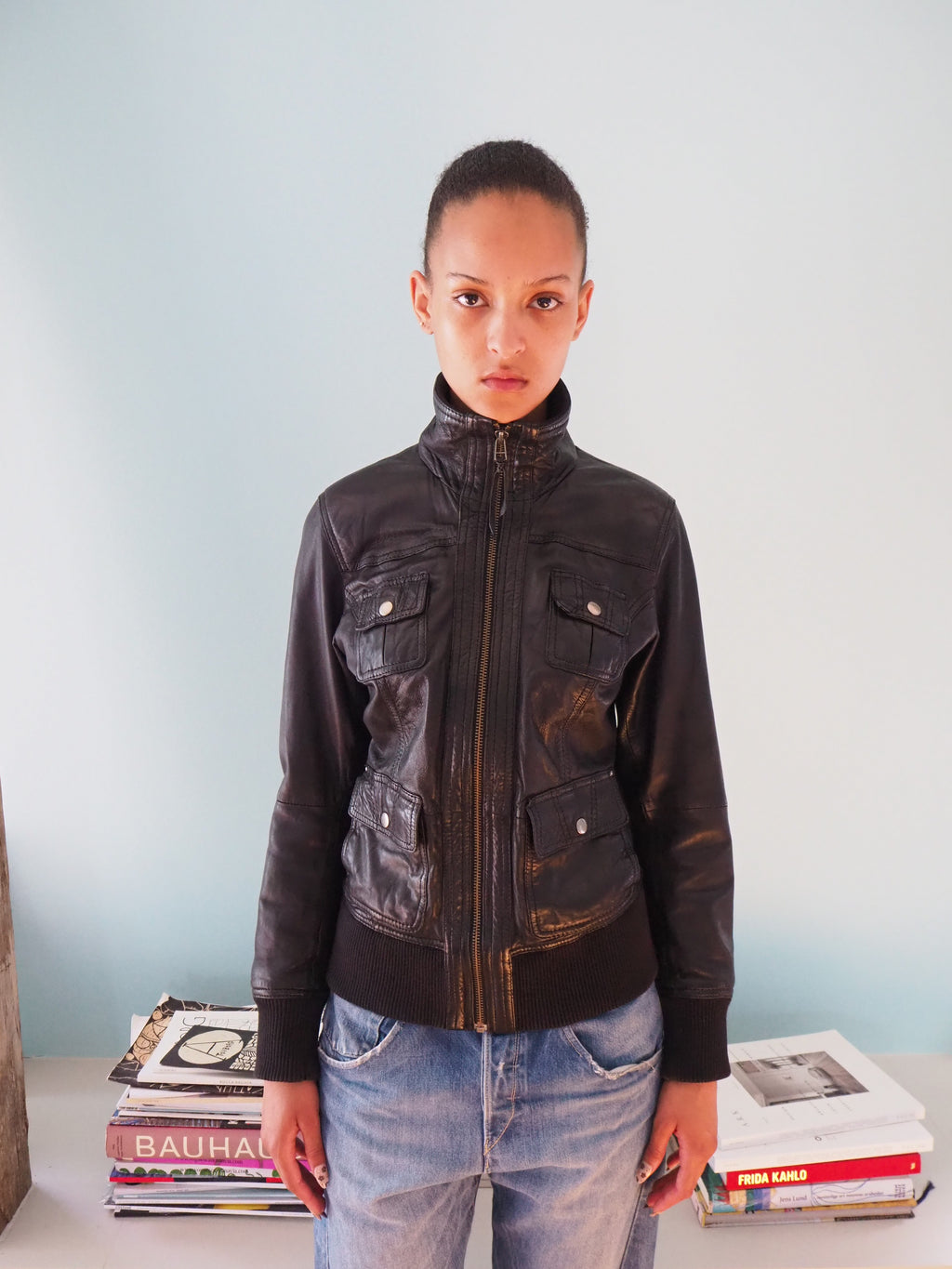 leather bomberjacket